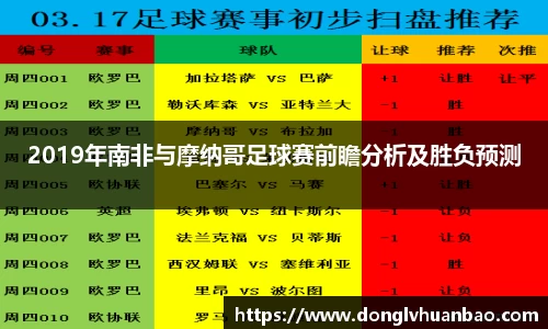 2019年南非与摩纳哥足球赛前瞻分析及胜负预测